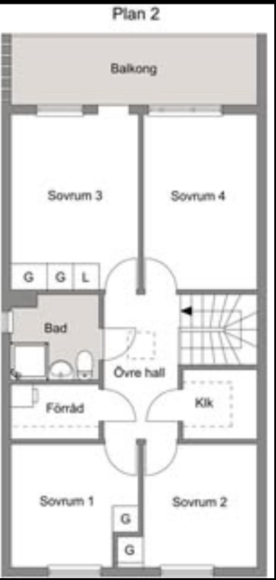 Planlösning övre plan.