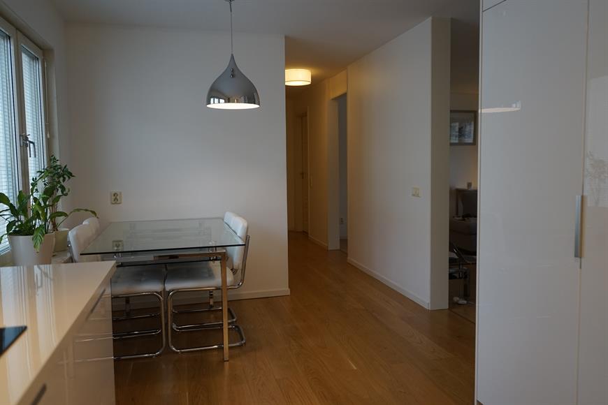 View of the dining room from the kitchen.