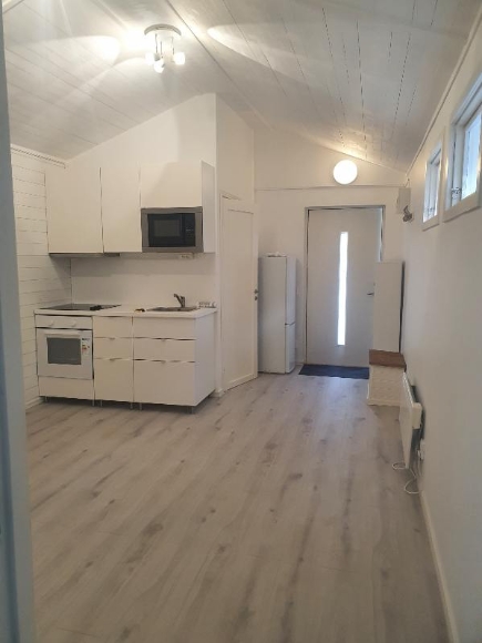 Vardagsrummet och köket.